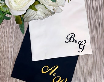 Mini Wedding Engagement Napkins, Custom Initial Tissue, Cocktail Napkin, Party Napkin