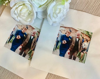 Personalised Photo Napkins, White Napkin, Birthday, Wedding, 21st 30th Tissue, Any Age Party Napkin