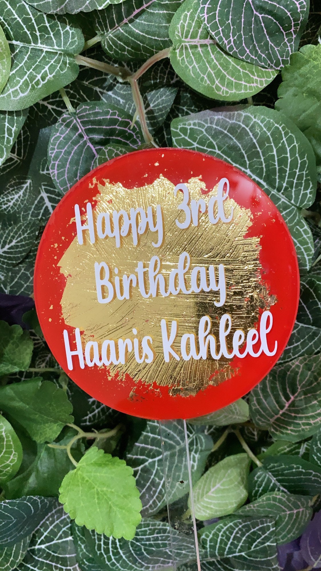 Topper de pastel de hoja de oro acrílico Decoración de Etsy