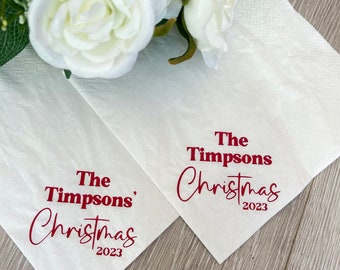 Personalised Christmas Napkins, Family Dinner, Christmas Table Decor, Custom Napkins