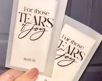Personalised Tears of Joy Tissues, Wedding Tissue Pack, Tissues for Guests, Wedding Tissue Packets