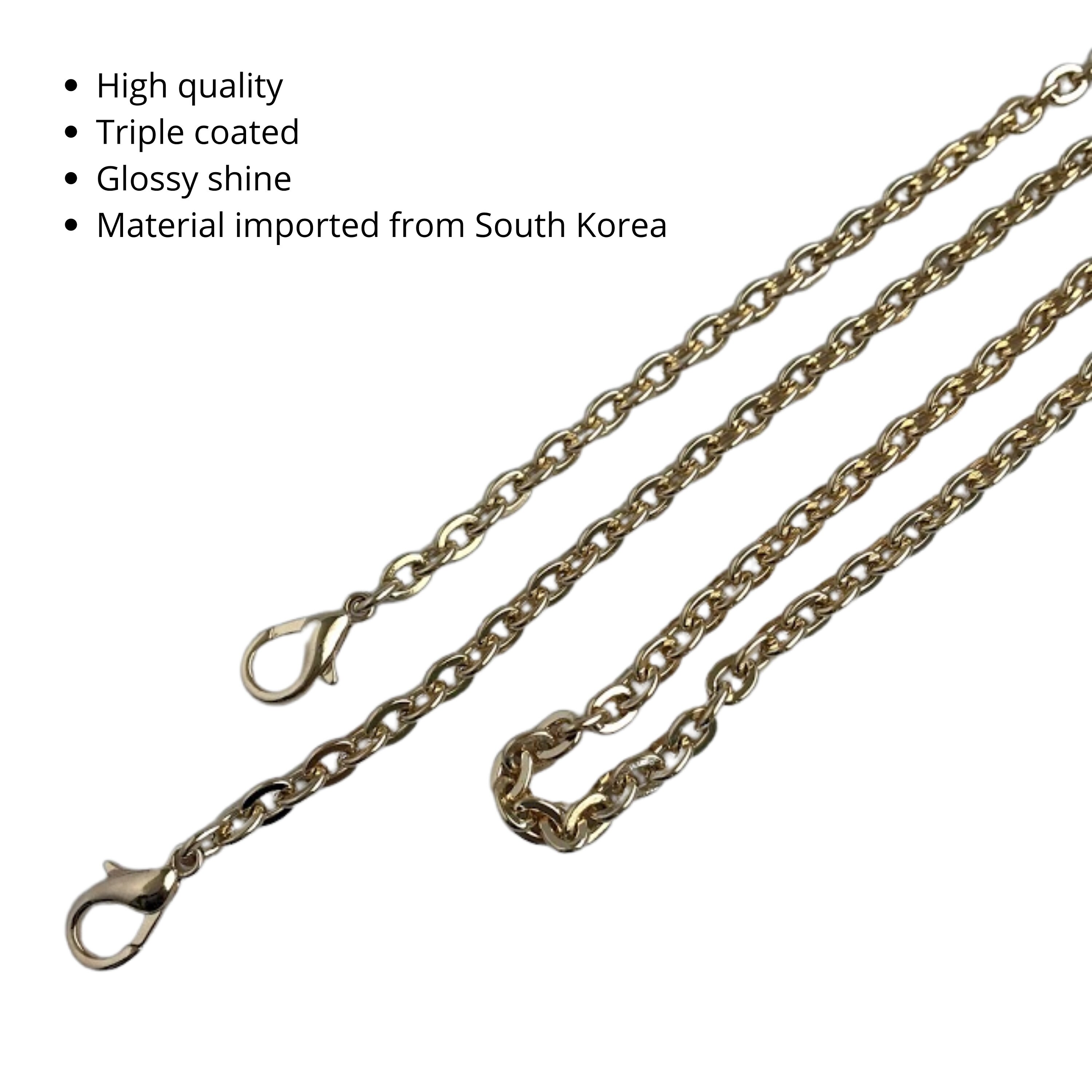 Luckyvestir Gold Purse Chain, Shoulder Cross Body Metal Flat Purse Extender  Chain, Replacement Purse Strap for Handbag Clutch Wallet DIY Bags Jeans