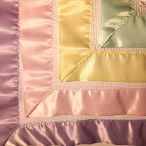 COTTON Blanket with Satin Border, White waffle 100% cotton, Comfort Security Infant Baby Child Blanket, stroller blanket, Handmade in Iowa