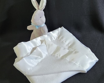 Satin Edge 100% Cotton Toddler Baby Child Blanket, 36" x 30" Earth Friendly Cotton, Satin Edge Baby Blanket, Handmade in Iowa