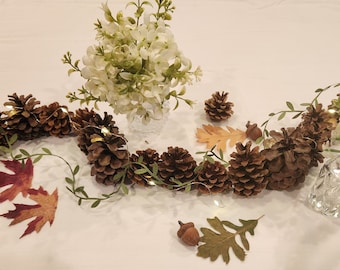 Pine Garland Swag, Large Real Pine Cones, Heirloom Pinecone Decor, Natural Forest Woodland, Rustic Wedding Decorations 3 to 6 foot lengths