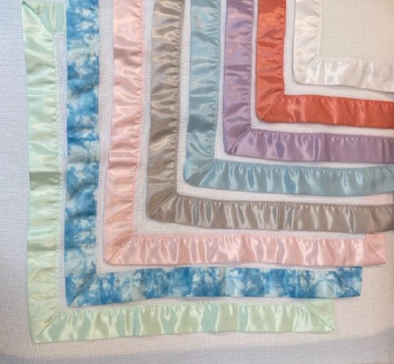 Lovey 100 Cotton Blanket With Satin Border 20 X 20 White Waffle Cotton Comfort Security Infant Baby Child Blanket Handmade in Iowa Etsy