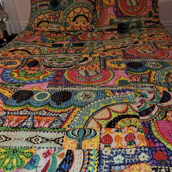 New Indian Cotton Kantha Quilt 100% Cotton Handmade Kantha Kantha Throw Cotton Kantha Bedspread Queen Size Kantha Quilt New Indian Cotton Kantha Quilt 100% Cotton Handmade Kantha Kantha Throw Cotton Kantha Bedspread Queen Size Kantha Quilt