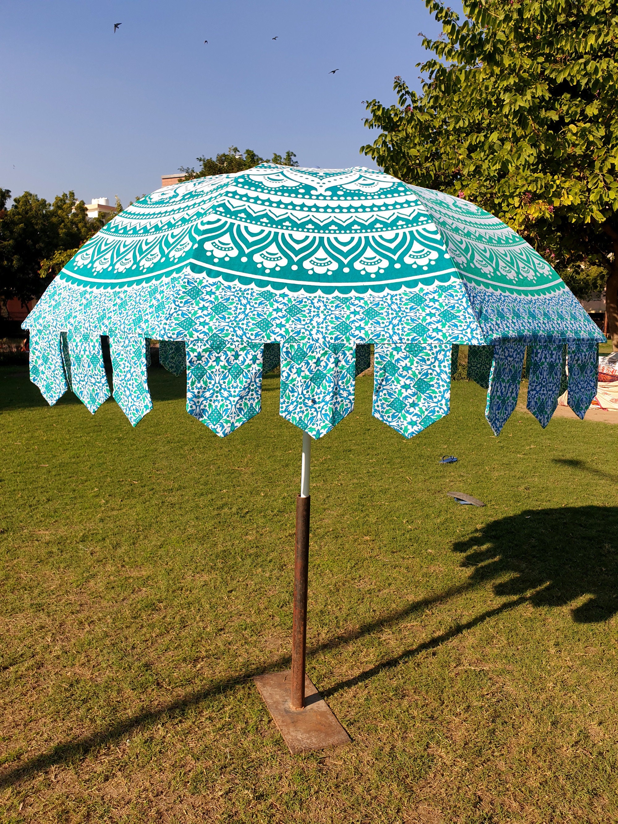 Indian Cotton Garden Umbrella Sun Shade Big Patio Umbrella Etsy