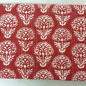 Handblock Printed Quilt Handmade kantha Quilt Indian Kantha Quilt Indian Print Summer Winter Cotton Bedspread Indian Light Weight Bedding