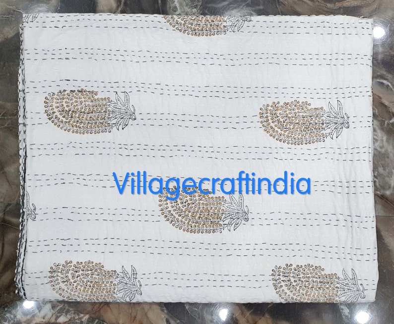 Indian Handmade Kantha Quilt/queen Size Cotton Etsy