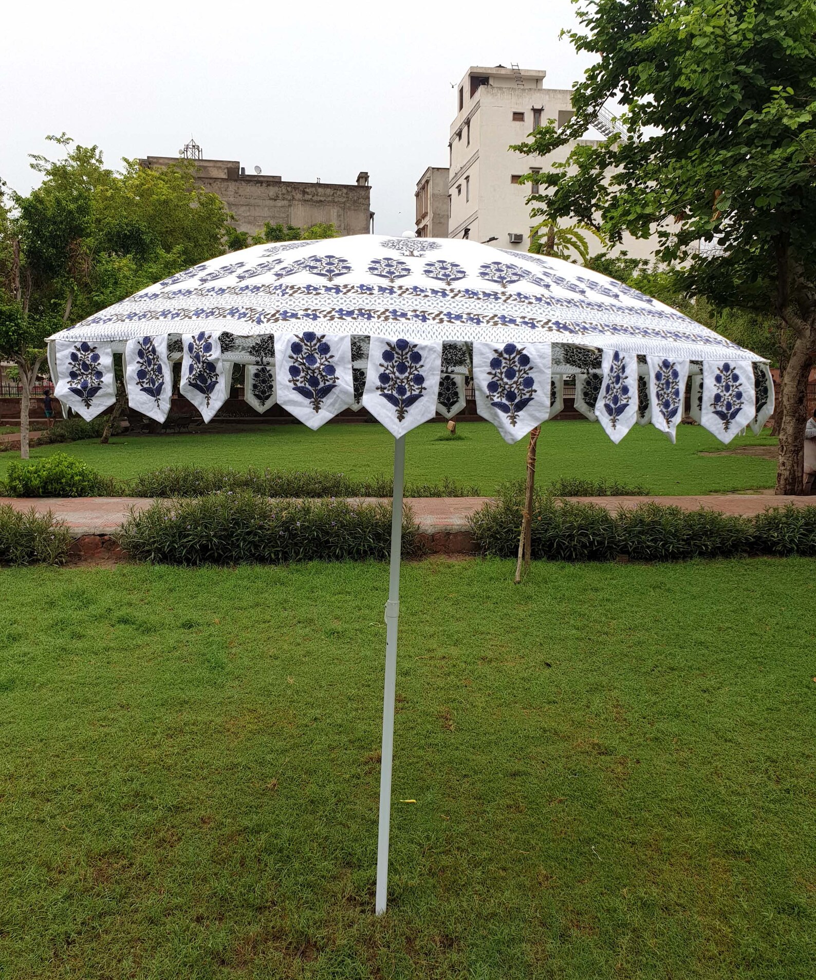 Outdoor Patios 100 Cotton White/Blue Color Umbrellas Handmade Etsy