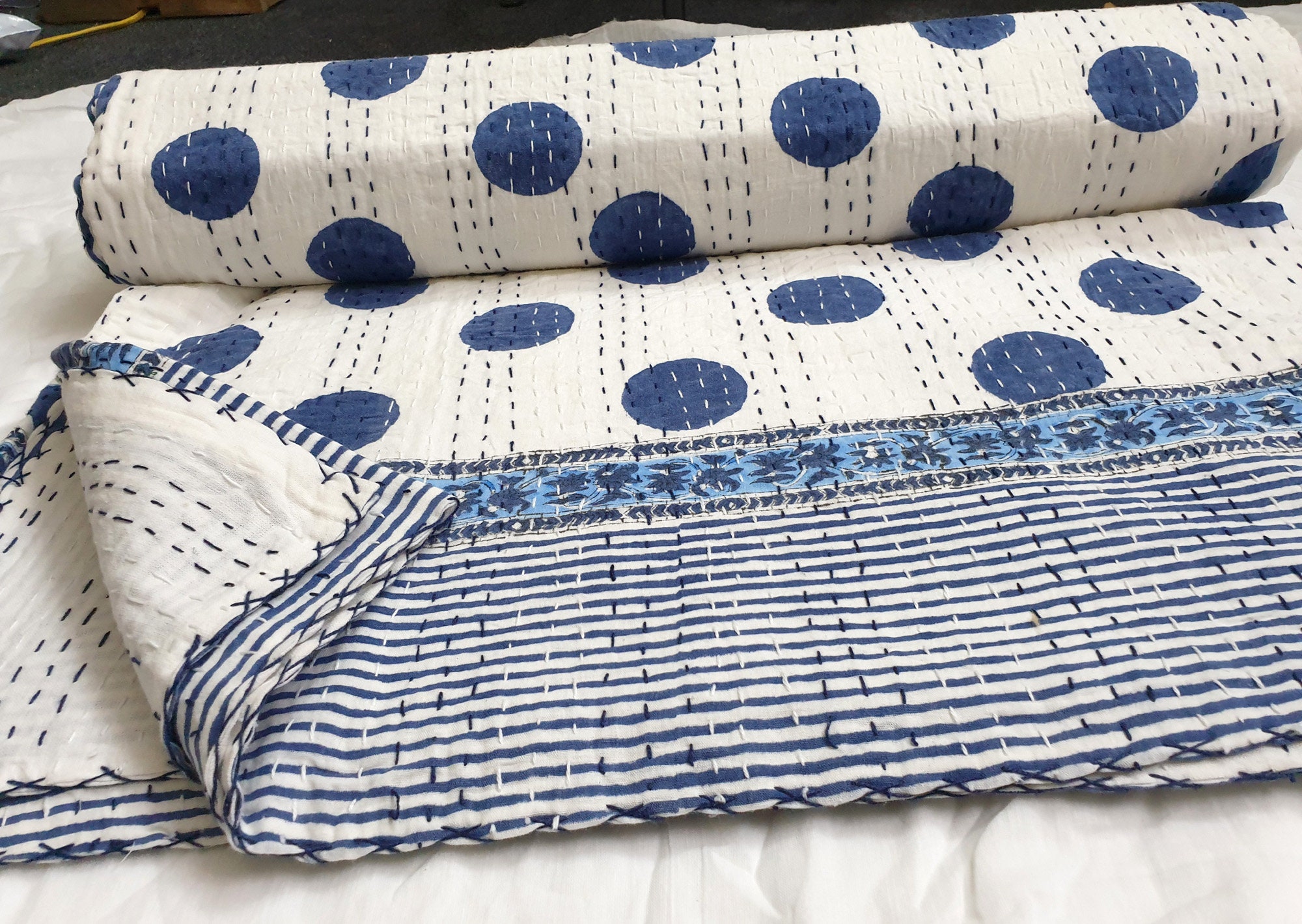 Indian Lion Print Kantha Quit Throw Reversible Kantha Bed Cover At Rs