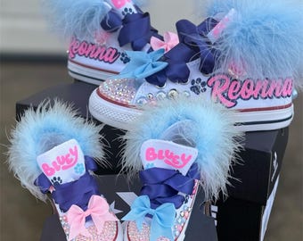 Converse,Bluey Custom Converse,Minnie Mouse Custom Kids shoes, Girls Rhinestone Converse, kids converse, Kids shoes, kids shoes,Minnie mouse
