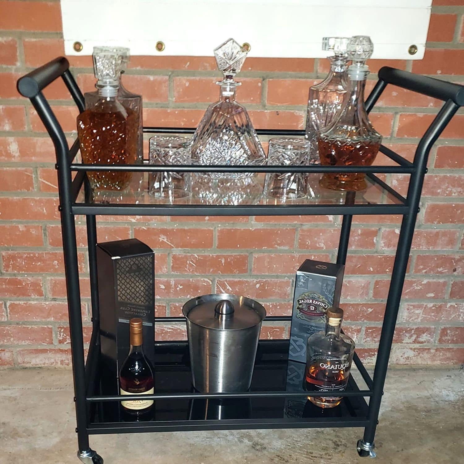2021 NEW Metal Rolling Bar Cart on Wheels 2 Tier Wine Serving Etsy