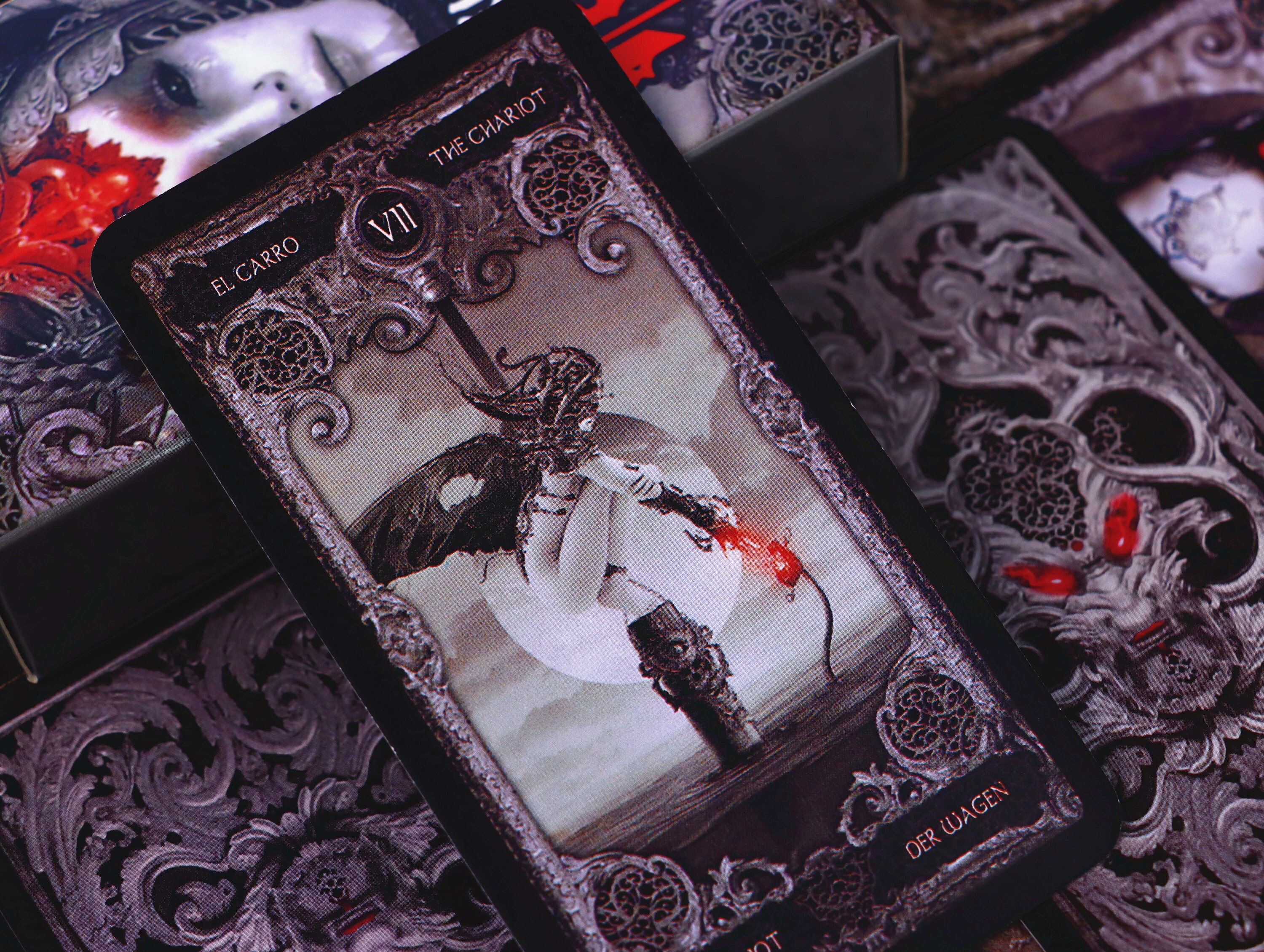 Dark tarot deck with book / Black tarot deck for divination / Etsy