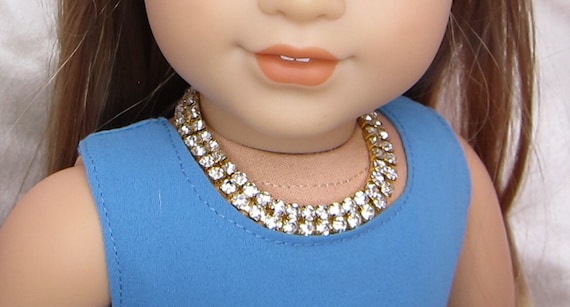 Doll Necklace for American Girl Doll. Adjustable Necklace for 18 Inch Dolls. Necklace With Rhinestones. Etsy