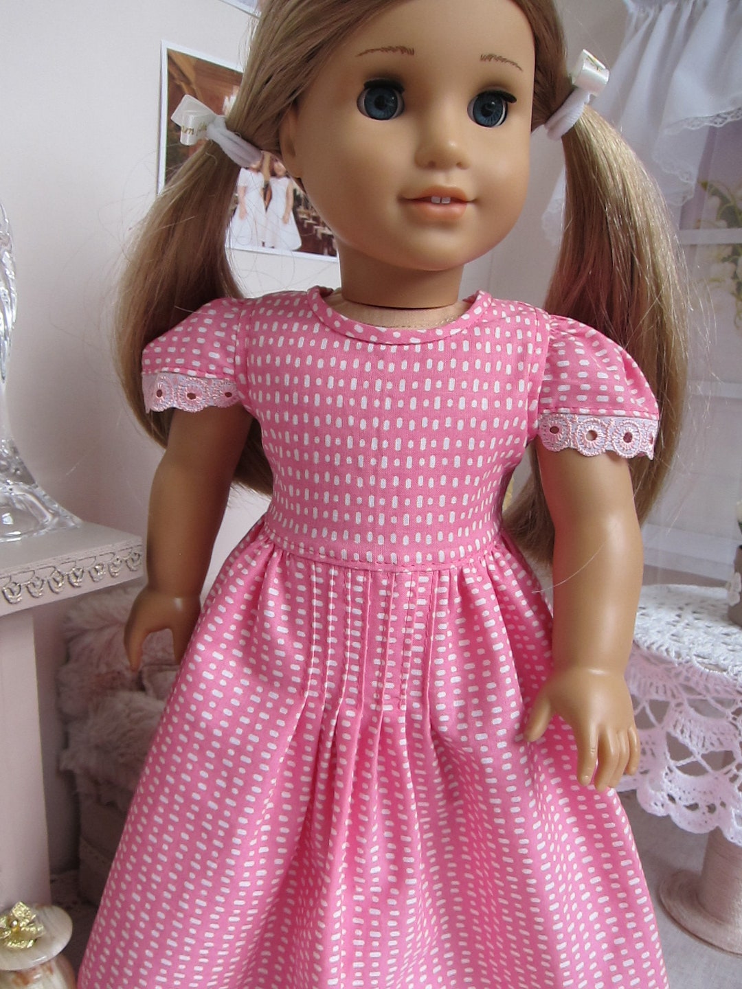 Pink Doll Dress for American Girl Doll. Dress for 18 Dolls. Handmade