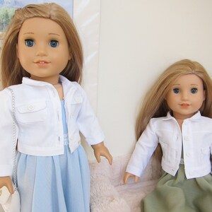 White Jacket for American Girl Doll. Cotton. By Angels Dream Galleries. Limited Edition.  Fits 18" Dolls.