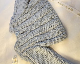 Doll Sweater: Braid Design for American Girl Dolls. Blue knitted sweater