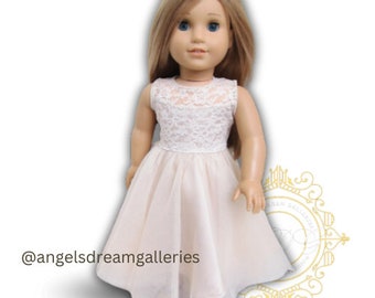 Lace Doll Dress for American Girl Doll. Beige Doll Dress by Angels Dream Galleries. Only One Available. Handmade.