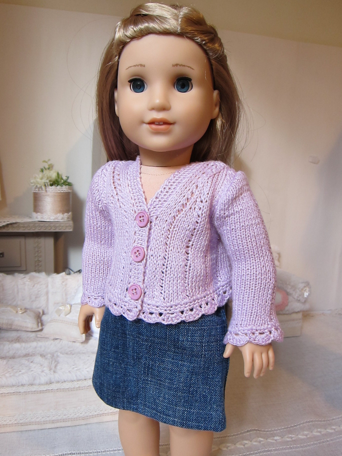 American Girl Doll Doll Cardigan Knitting Pattern Free Amelie Open