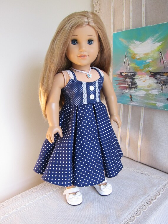 Blue Doll Dress for American Girl Doll. Fits 18 Dolls. Blue With Polka Dots. Handmade. the Dress With Straps Etsy Canada