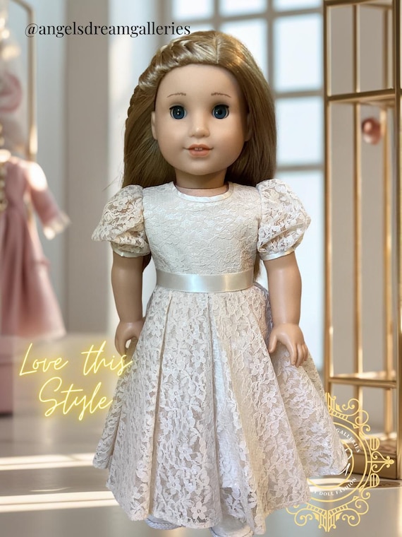 lace doll dress Dollhouse Miniature Victorian Doll Porcelain Fancy Lace Dress and Hat 1:12  Scale