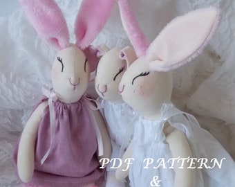 PDF Bunny soft body 40 cm - 16 inches-sewing pattern and tutorial-PDF pattern-sewing project-digital download file-Bunny doll-Bunny pattern