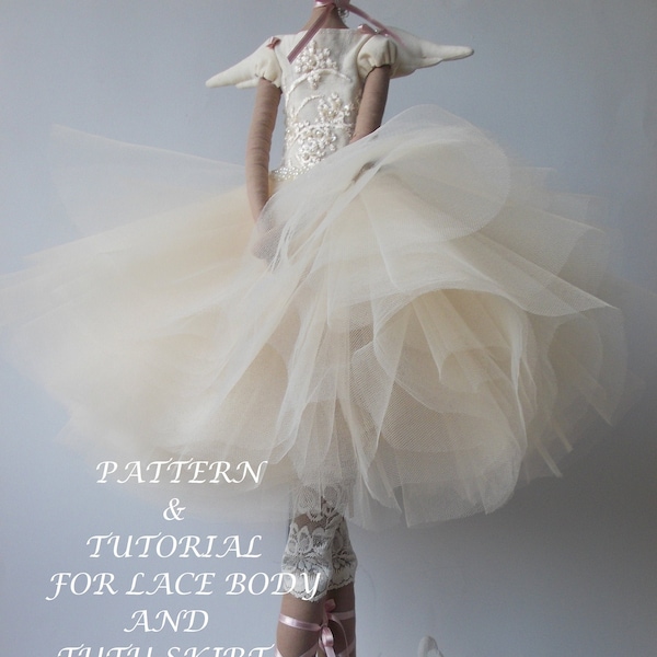 PDF Body and Tutu skirt sewing pattern and tutorial for Odiva doll 27"-68 cm-Set of doll clothing-master class-Doll dress-Balerina-Tutu-Body