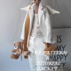 PDF Jacket-Pants & Bag-sewing pattern and tutorial for Tilda Odiva doll 68 cm-27"-sewing pattern-Clothes for doll-Suit for doll-Bag for doll