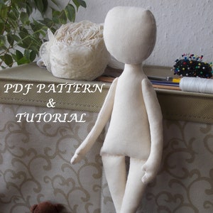 PDF sewing pattern for Blank Mimi Doll for crafting 14 inches-35 cm-rag doll- sewing pattern- tutorial for doll-digital download-soft doll