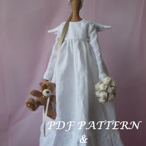 PDF White Dress pattern and tutorial for Tilda doll 65 cm-26 "and Odiva doll 68 cm- 27"-sewing pattern- Doll dress-Clothes for doll-Dress