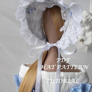 Tilda doll Hat PDF pattern and tutorial for Tilda and Odiva Doll-Accessories for doll-Sewing project-clothes for doll-digital download