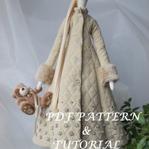 PDF Cream Coat sewing pattern and tutorial for Tilda doll 65 cm-26 "and Odiva doll 68 cm- 27"-sewing pattern-Clothes for doll-Coat for doll