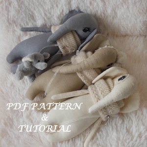 PDF Elephant sewing pattern and tutorial 10 "- (26 cm) toll-sewing pattern-soft toy-rag doll - digital download-Elephant toy-Soft toy