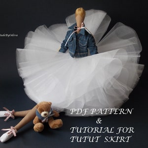 PDF Sewing Pattern and tutorial for Tutu skirt for Tilda doll 65 cm-26" and Odiva doll 27"-68cm-Set of doll clothing-master class-Tutu skirt