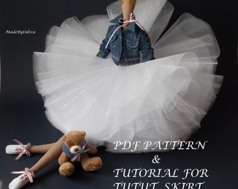 PDF-Schnittmuster und Anleitung für Tutu-Rock für Tilda-Puppe 65 cm-26" und Odiva-Puppe 27"-68 cm-Set Puppenkleidung-Meisterklasse-Tutu-Rock