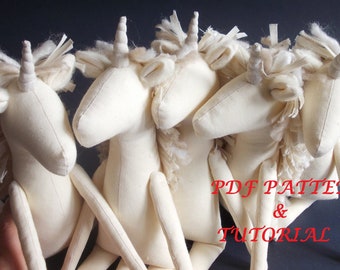 Modèle de couture PDF pour Blank Doll Unicorn BODY pour l’artisanat 12"(31 cm)-PDF tutoriel-projet de couture-téléchargement numérique-Motif Licorne-Licorne