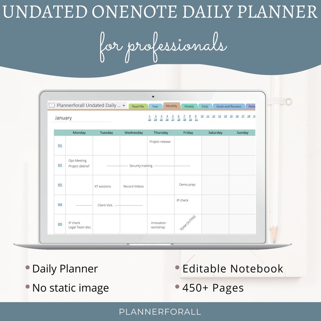 Hyperlinked Onenote Daily Planner for Professionals, 365 Days Onenote ...