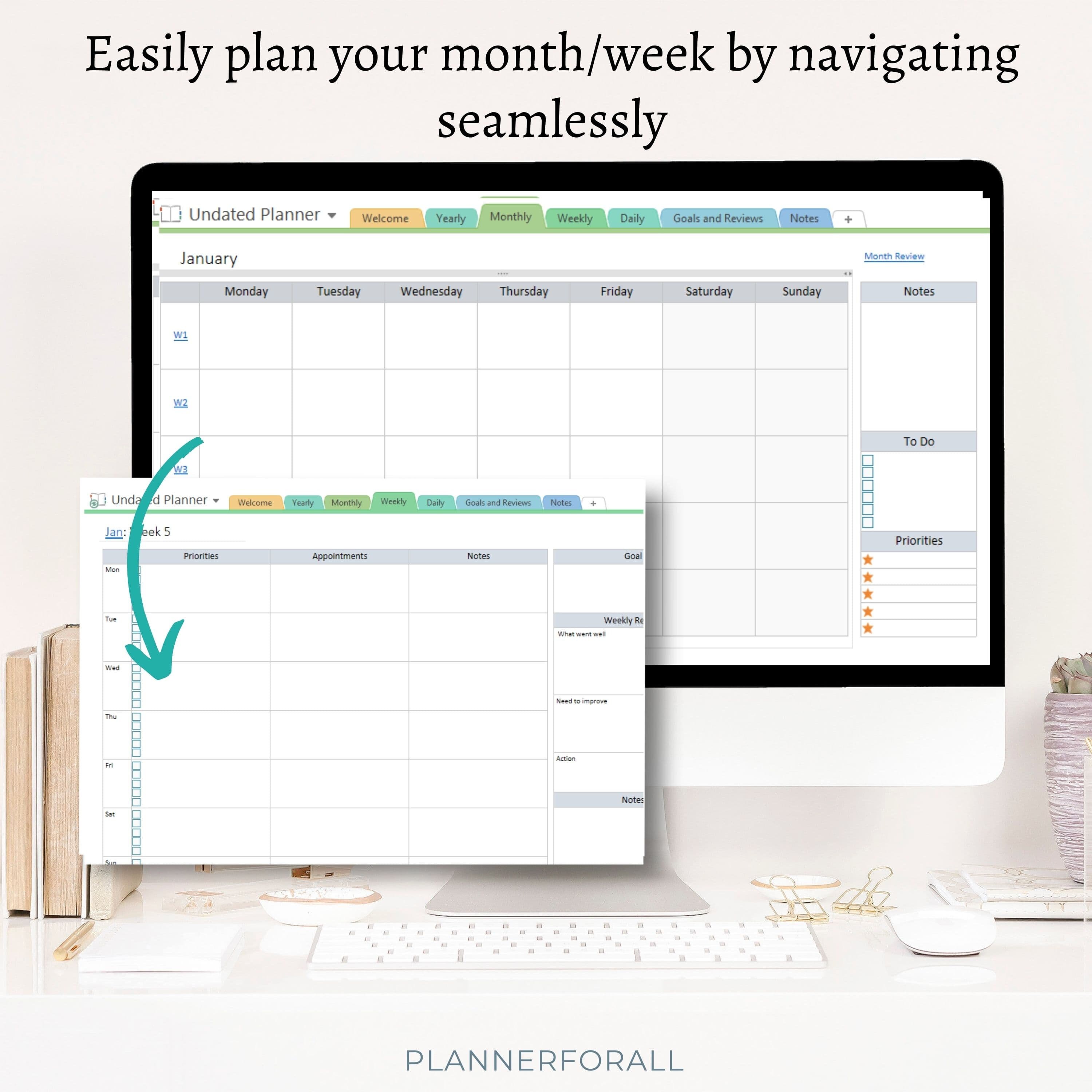 Onenote Digital Planner for Professionals, Hyperlinked Onenote Planner ...