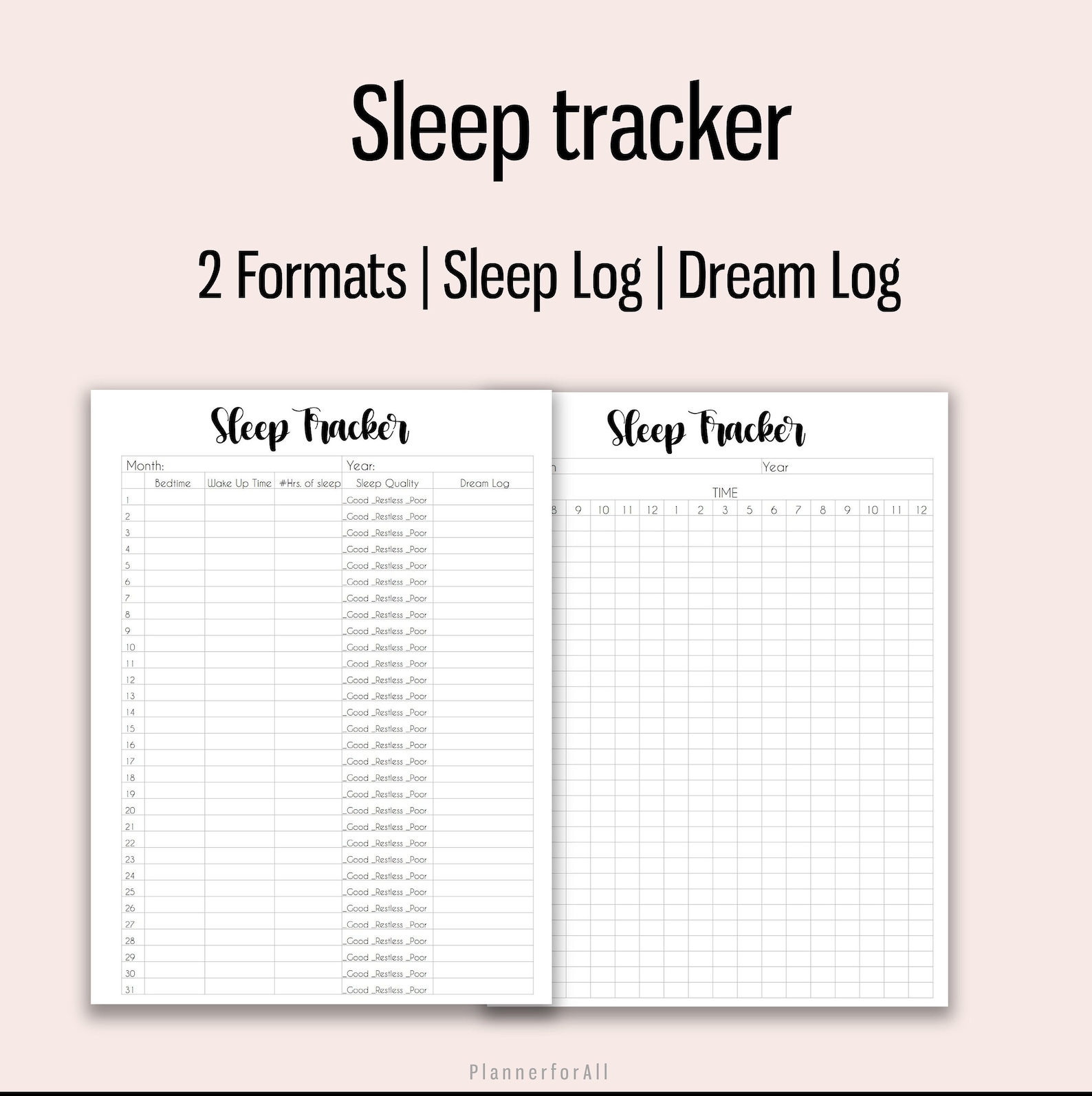 Sleep Tracker Printable Sleep Log Printable Monthly Sleep Etsy Ireland