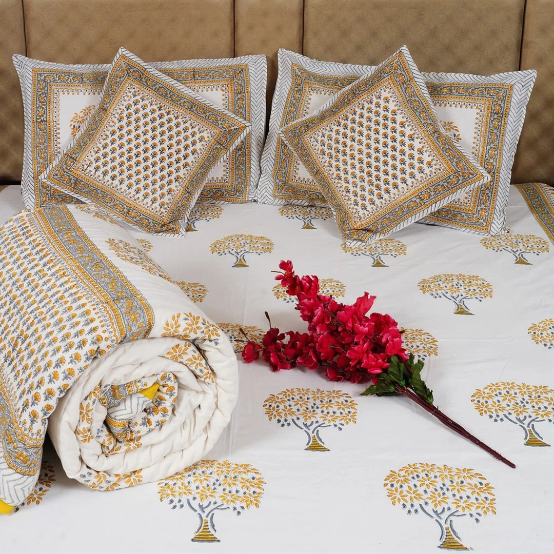 ANOKHI JAIPUR QUILT Bedding Set 1 Flat Bedsheet With Pillow Etsy