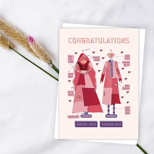 Congratulations Punjabi Robot Wedding Greeting Card