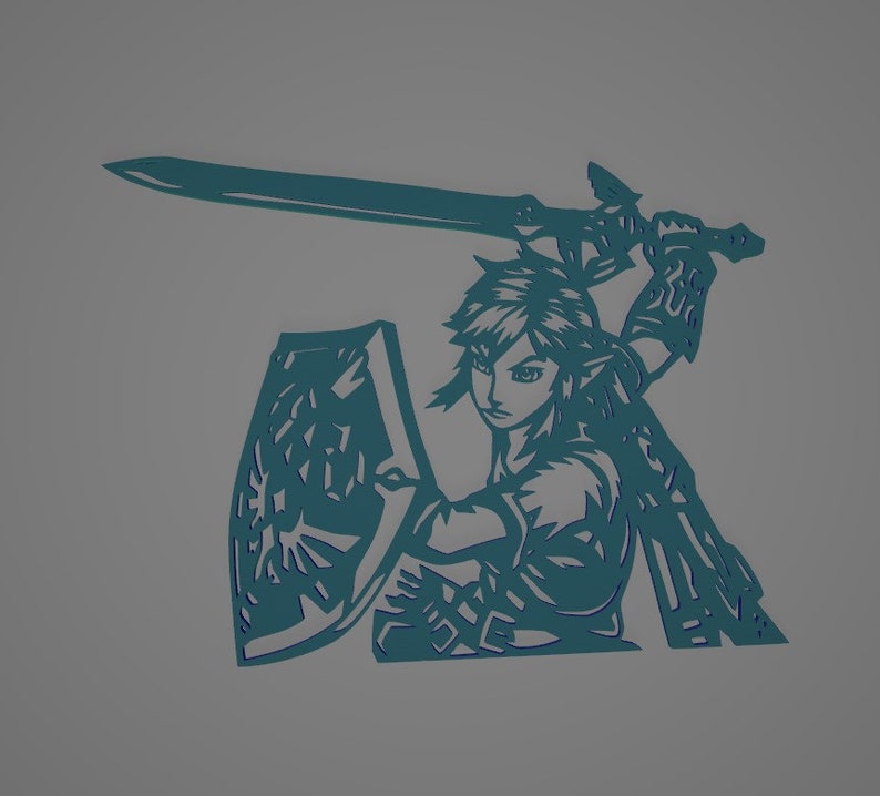 Link Zelda Wall Art 2D 3D Printed 3D Printed File STL Template Etsy