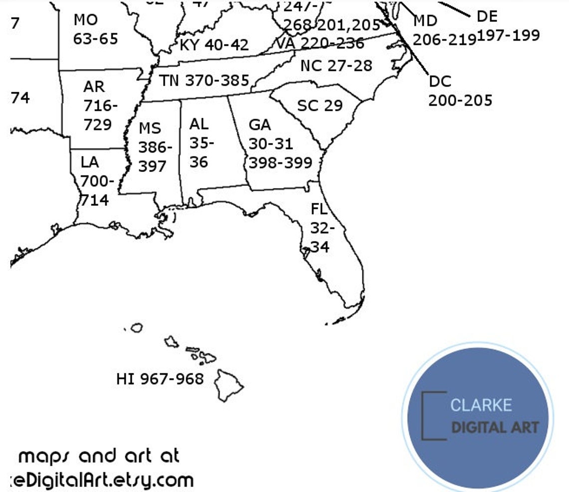 Postcode Map USA Digital Print Map Print Custom Map Art Etsy UK