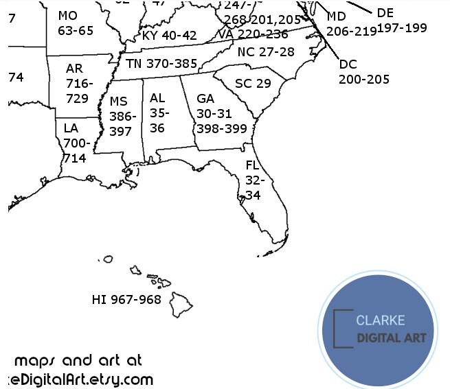Postcode Map USA Digital Print Map Print Custom Map Art Etsy UK