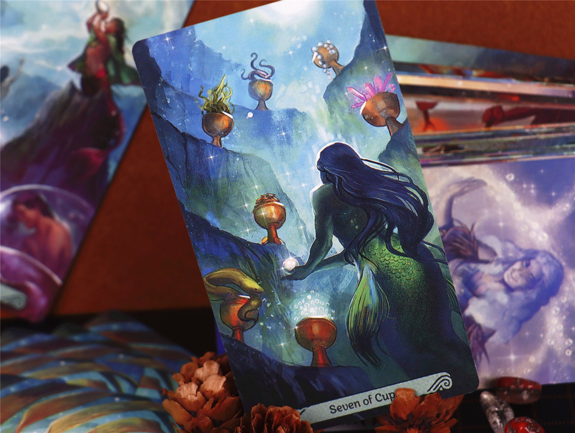 Mermaid tarot deck 78 cards / Pretty tarot card deck / Vintage Etsy