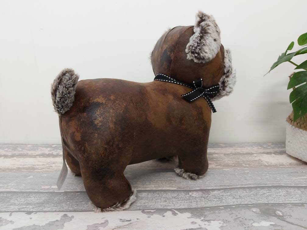 Pug Door Stop Faux Leather Dog Door Stop Heavy Animal Door Etsy