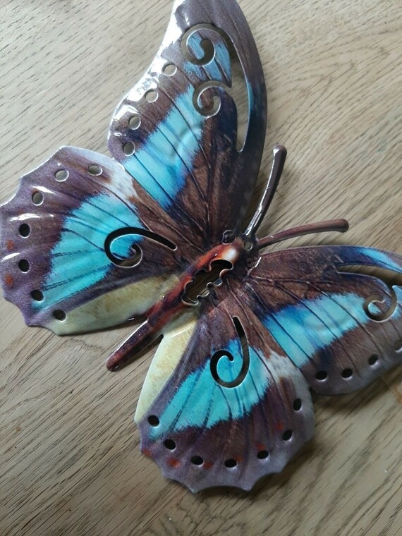 Multi Colour Small Metal Butterfly Garden Ornament Wall Art Etsy