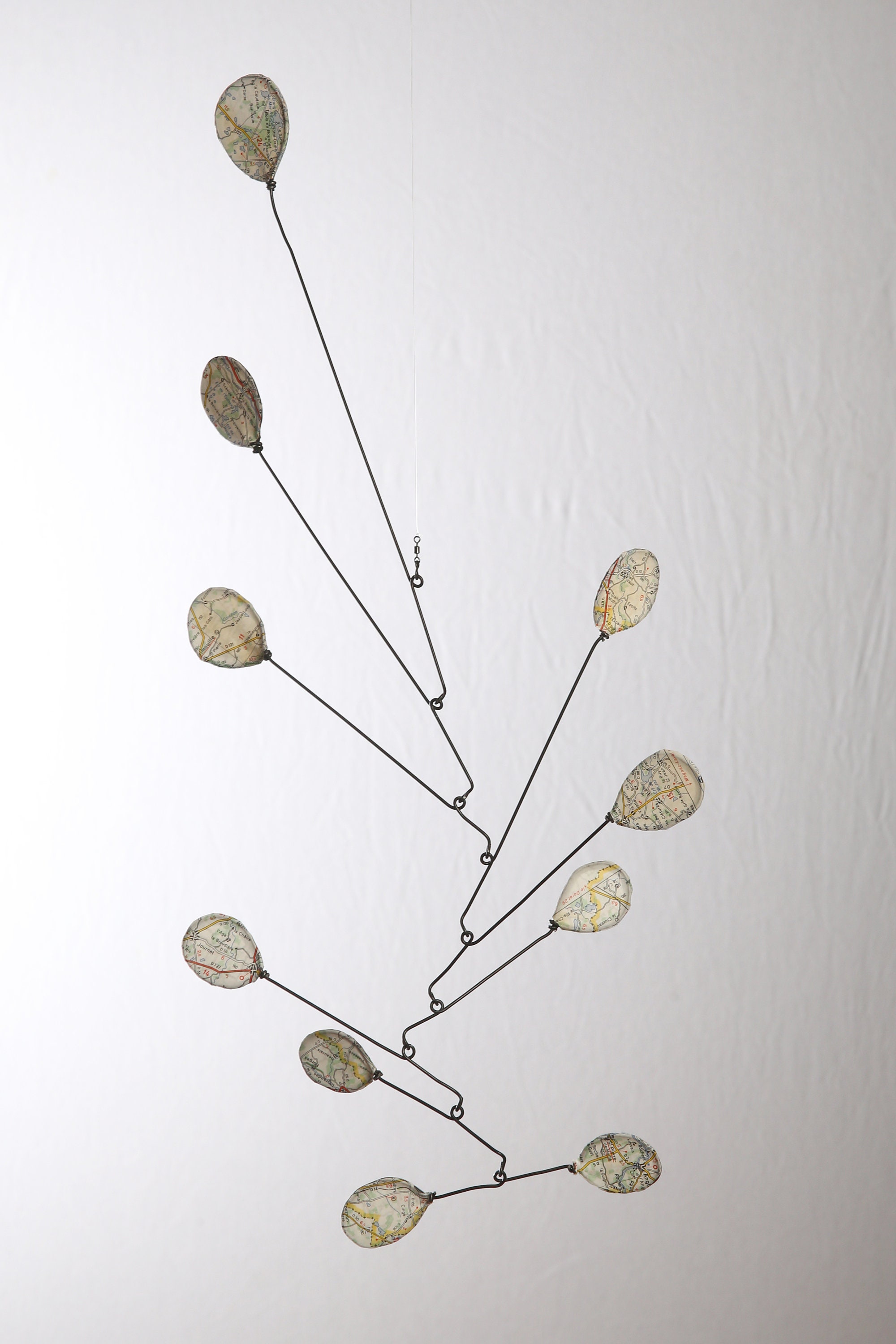 Mobile Création en Fil de Fer et Carte Routière. Par Les Sentiers Créatifs. Handmade in France. Créa